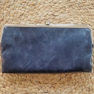 HOBO Original Lauren Wallet Clutch Turquoise Blue Silver Hardware EUC